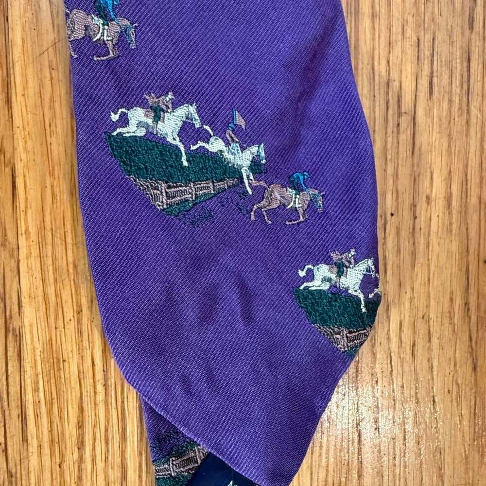Handmade Embroidered  Vintage 80’s or 90’s Polo Ralph Lauren Purple Tie